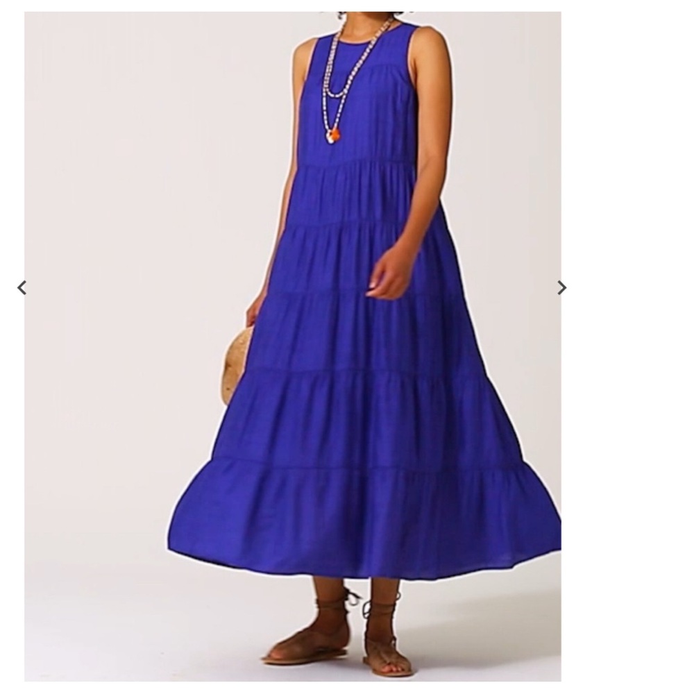 J. Jill Sleeveless Royal Blue Tiered Maxi Dress - Picture 2 of 13